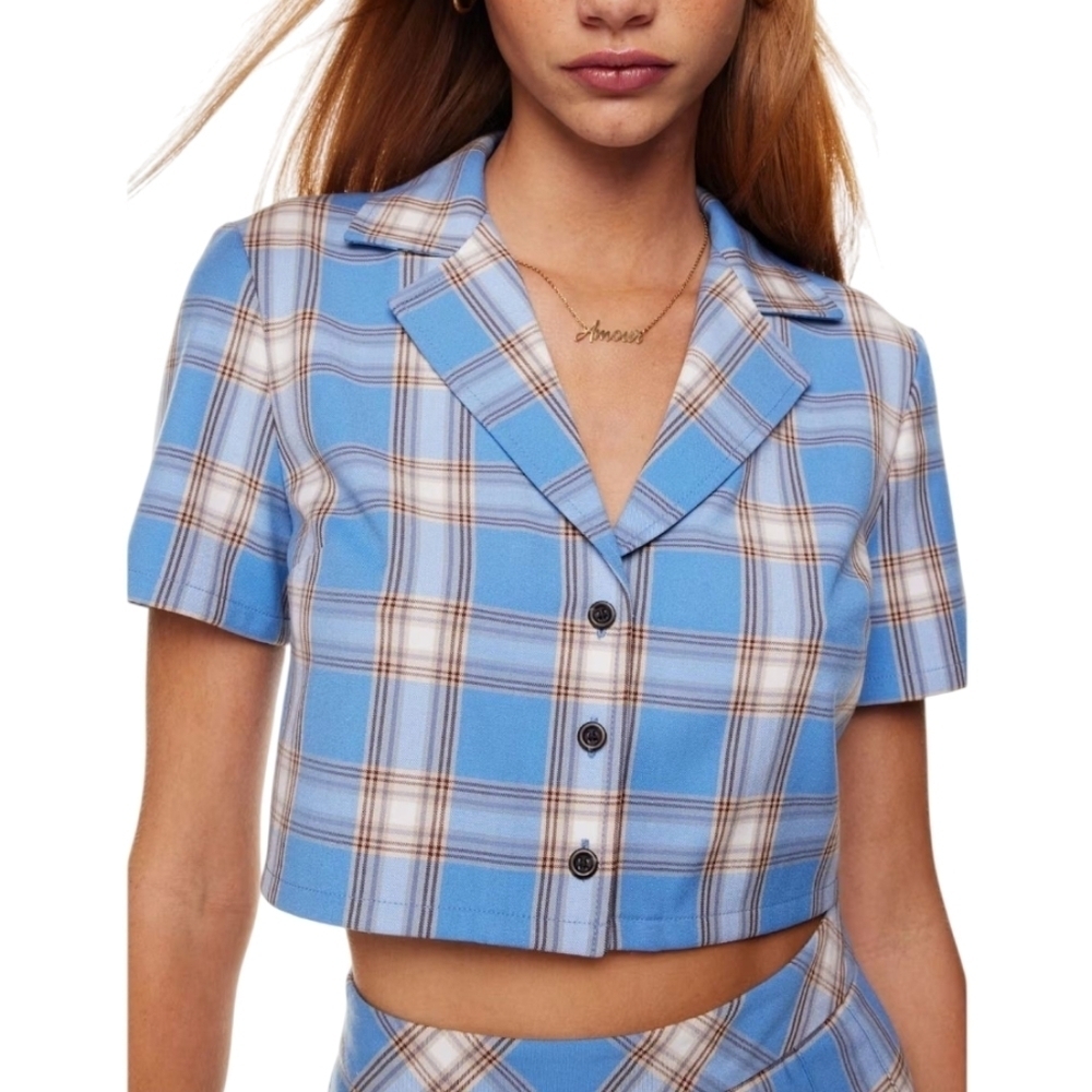 Aritzia Sunday Best Tuesday Shirt Blue Plaid Women's XS